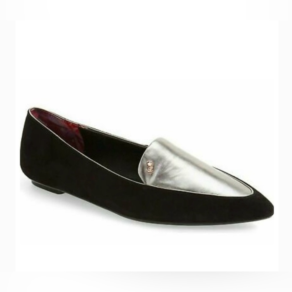 Ted Baker Black Flats with Silver gold Detail